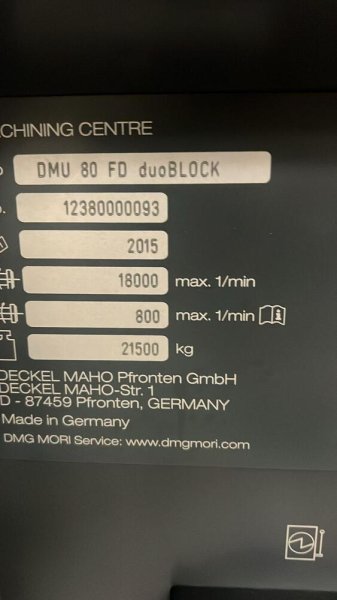 DMG MORI DMU 80 FD duoBLOCK  2015